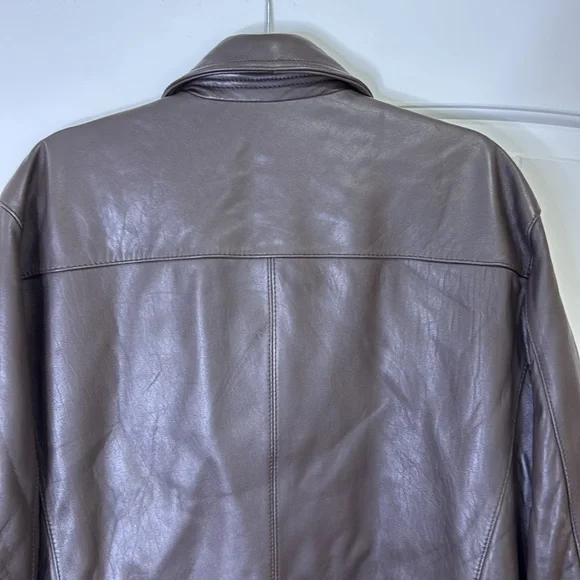 Michael Kors Men's Dark Brown Leather Jacket Coat Multiple Pockets XXL - Picture 9 of 16